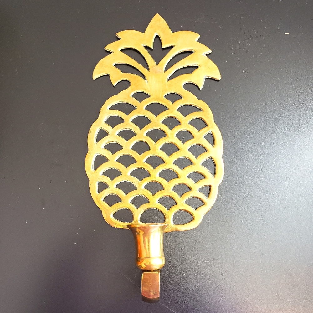 Large brass pineapple candle holder wall sconce